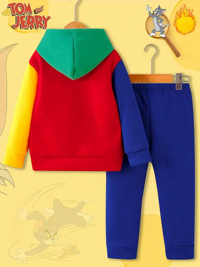 Tom and Jerry Design Baby Hoodie & Trouser Set - Soft Fleece Stuff, Machine Washable - Perfect for Winter, Perfect for Outdoor TS6419F
